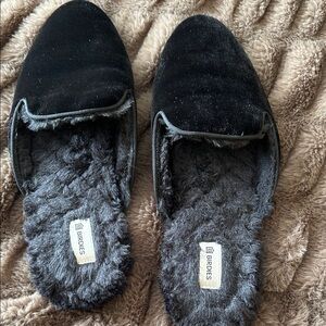 Birdies Plush Black Velvet Mules